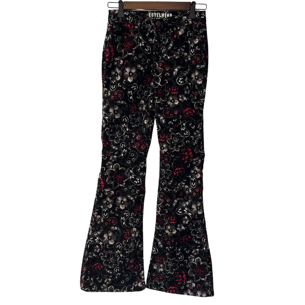 Idyllwind Women's Floral and Paisley Corduroy Flare Pants Size 2